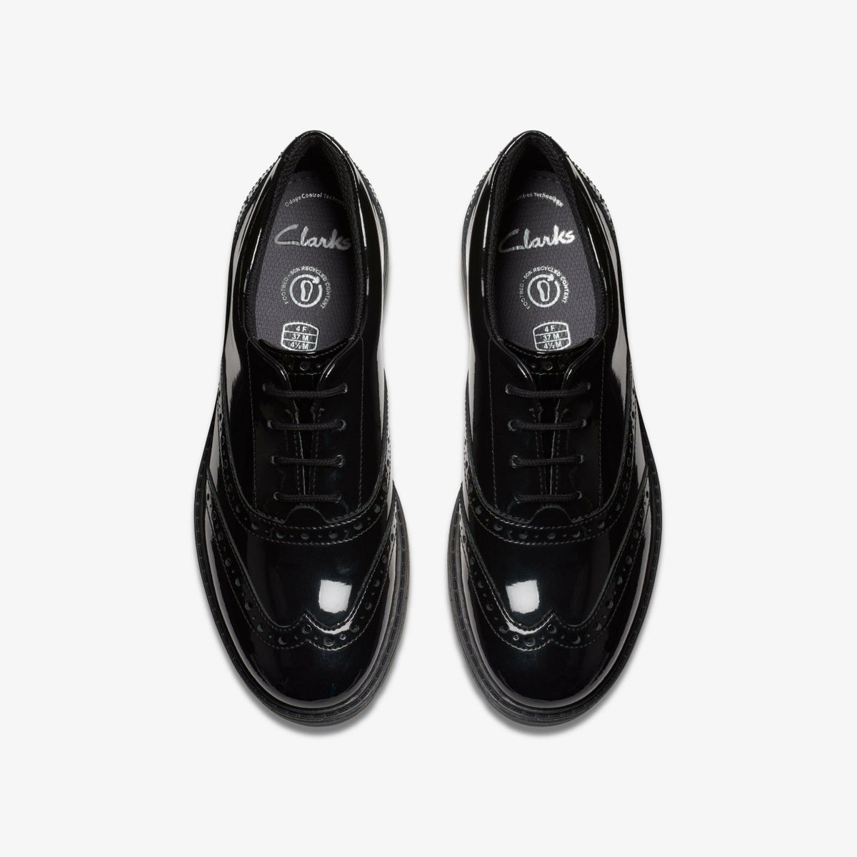 Loxham Brogue Youth Black Patent - Clarks Kids