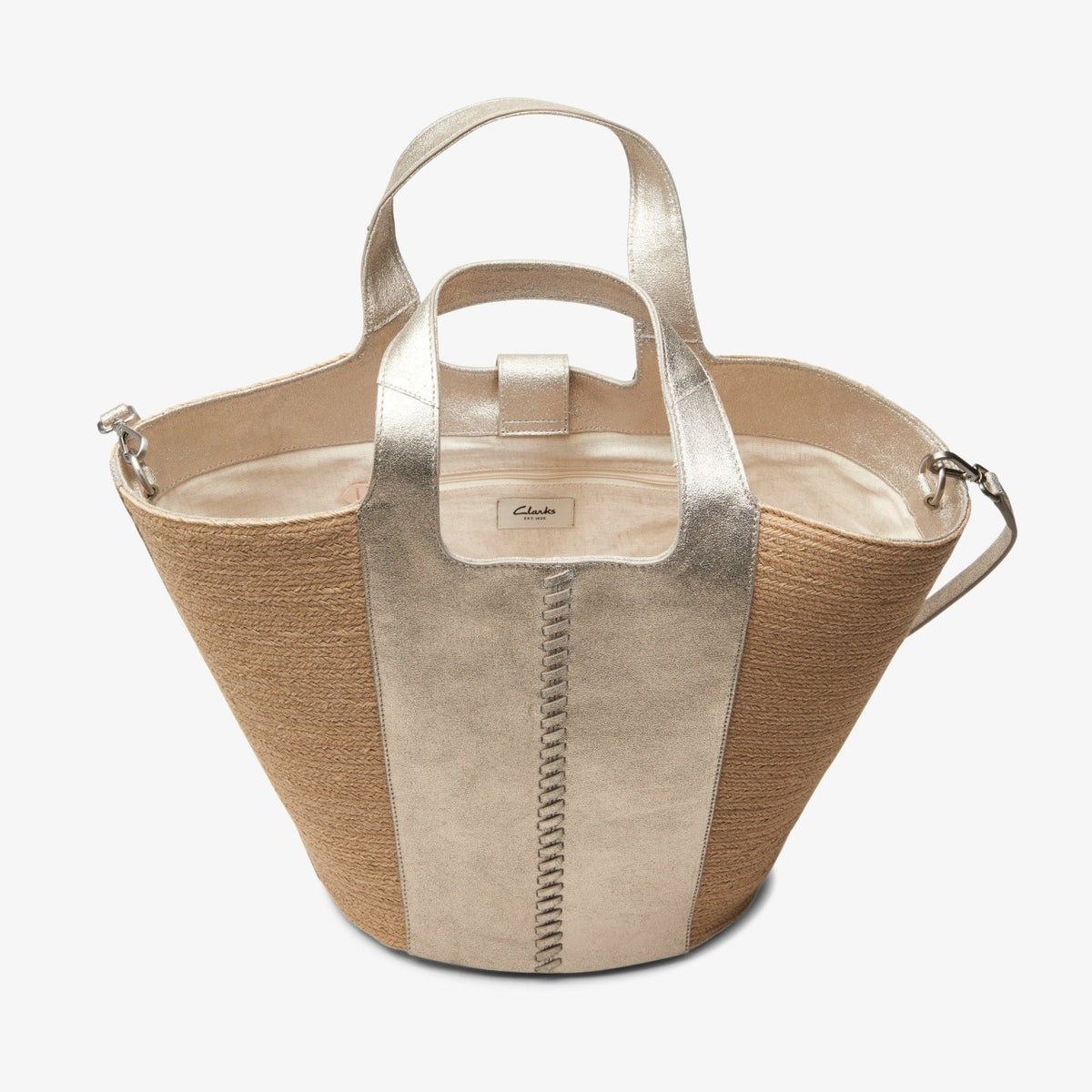 Summery Large Champagne Leather - Clarks Women