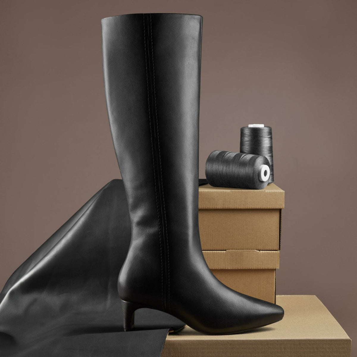 Edina Tall Black Leather - Clarks Women