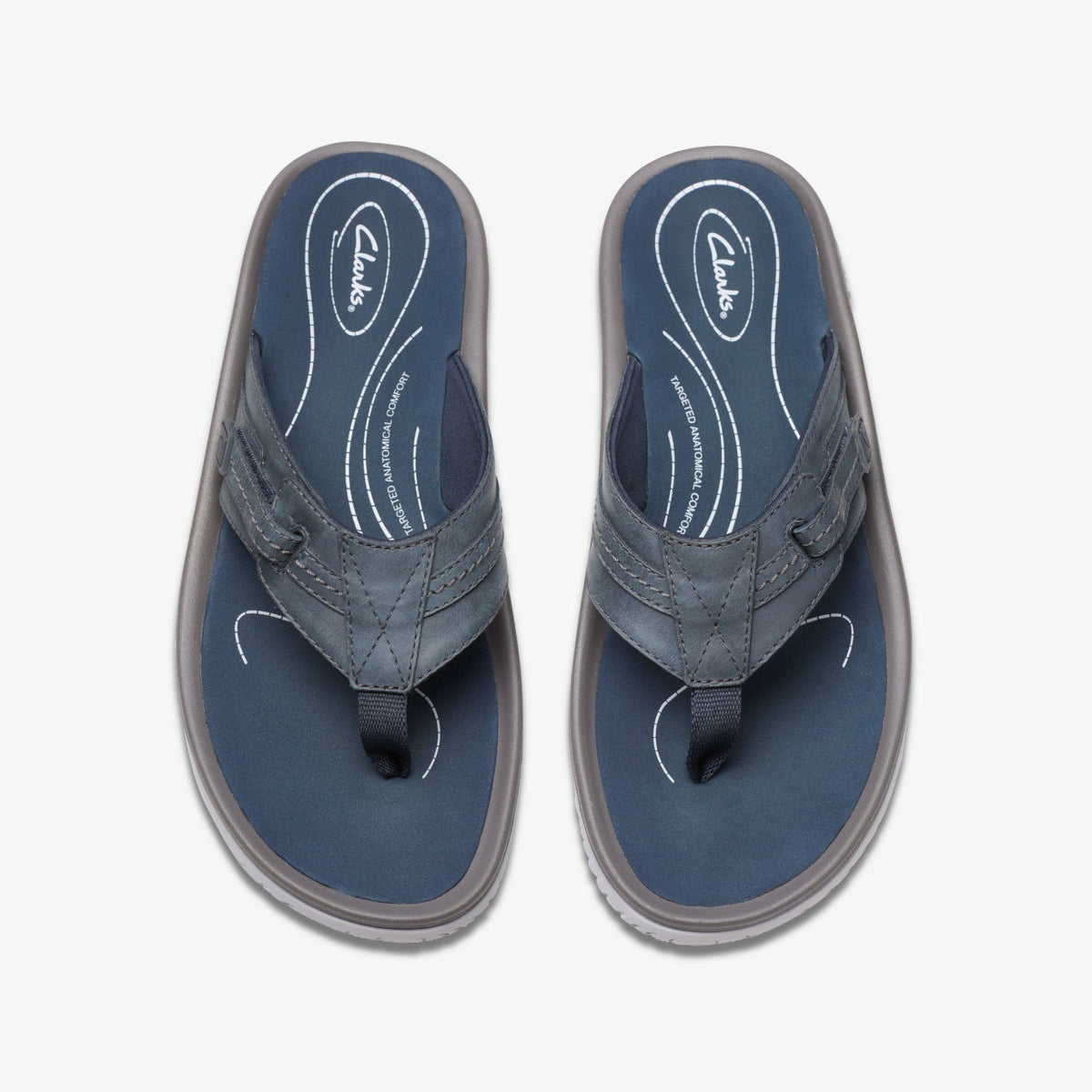Wesley Sun Navy Leather - Clarks Men