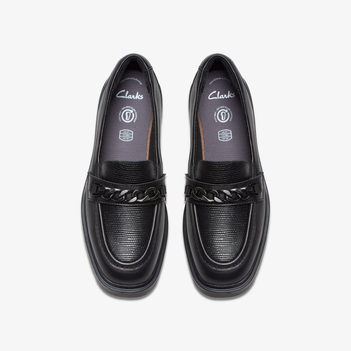 Eris Edge Youth Black Leather - Clarks Kids