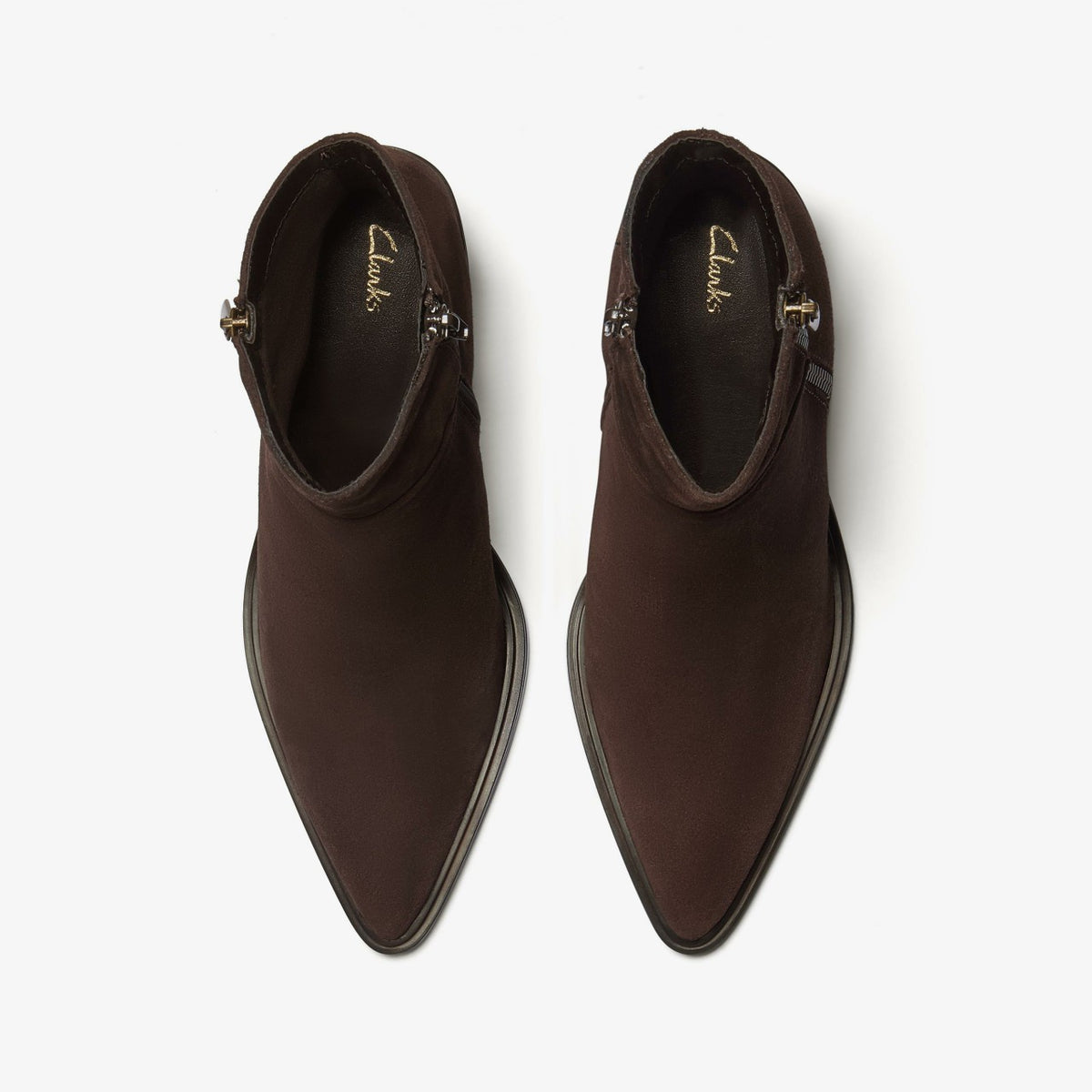 Jesse Zip Dark Brown Suede - Clarks Women