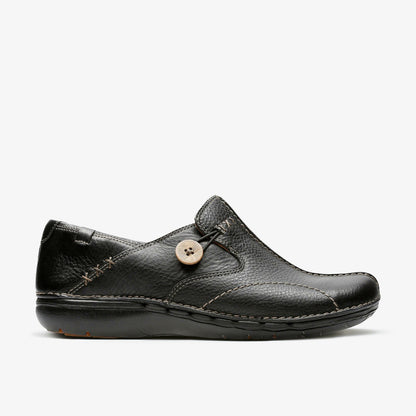 Un Loop Black Leather - Clarks Women