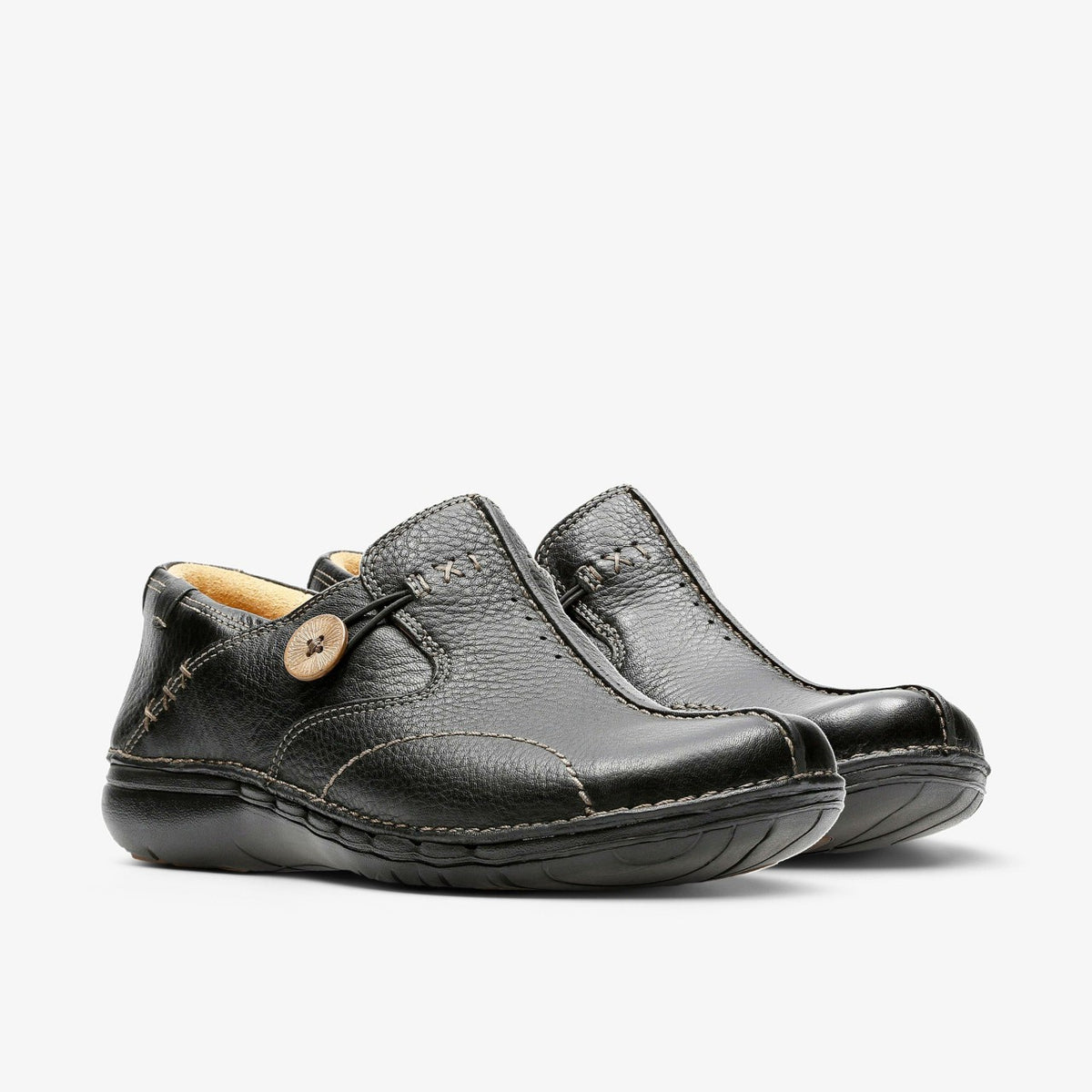 Un Loop Black Leather - Clarks Women