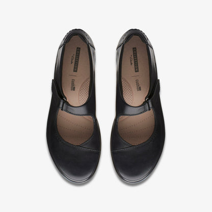 Hope Henley Black Leather - Clarks Women