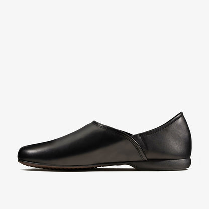 Harston Elite Slipper Black Leather - Clarks Men