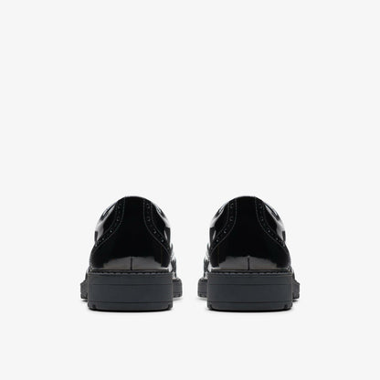 Loxham Brogue Youth Black Patent - Clarks Kids
