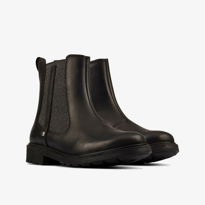 Astrol Orin Kid Black Leather - Clarks Kids
