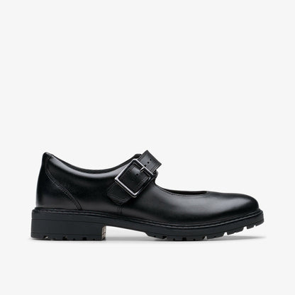 Loxham Walk Youth Black Leather - Clarks Kids