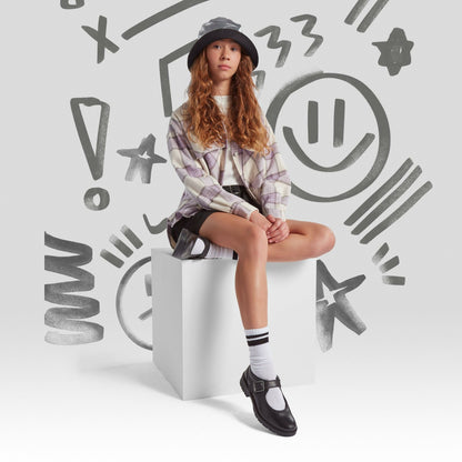 Loxham Walk Youth Black Leather - Clarks Kids
