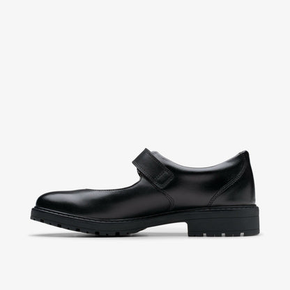 Loxham Walk Youth Black Leather - Clarks Kids