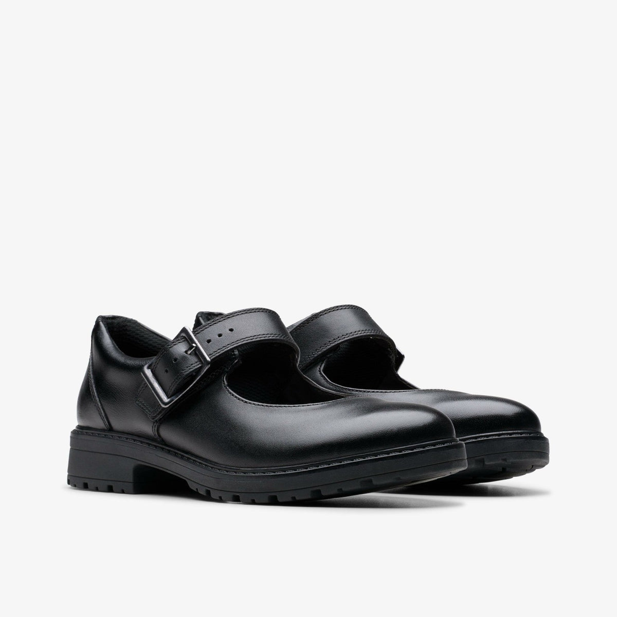 Loxham Walk Youth Black Leather - Clarks Kids