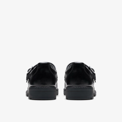 Loxham Walk Youth Black Leather - Clarks Kids