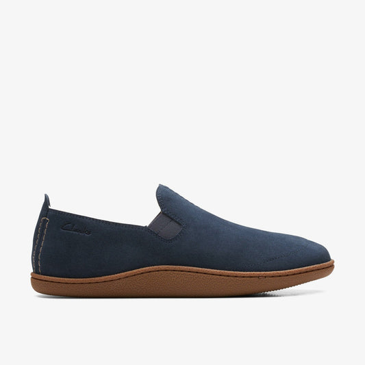 Home Mocc Slipper Navy Suede - Clarks Men