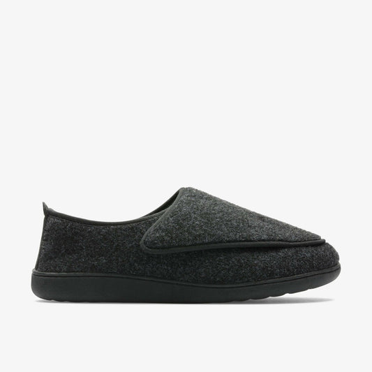 King Riptape Slipper Dark Grey Felt - Clarks Men