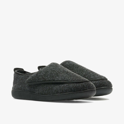King Riptape Slipper Dark Grey Felt - Clarks Men