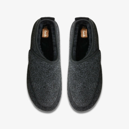 King Riptape Slipper Dark Grey Felt - Clarks Men