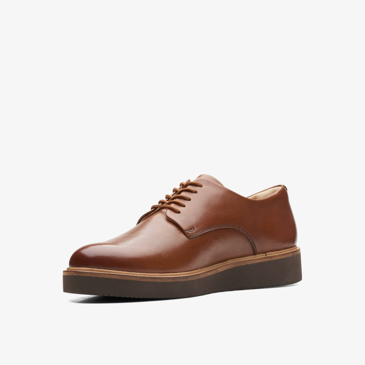 Glickly Derby Dark Tan Leather - Clarks Women