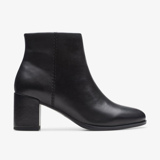 Freva 55 Zip Ankle Boot Black Leather - Clarks Women