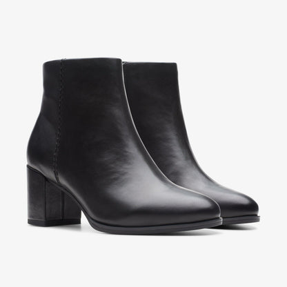 Freva 55 Zip Ankle Boot Black Leather - Clarks Women
