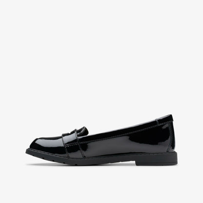 Scala Loafer Kid Black Patent - Clarks Kids