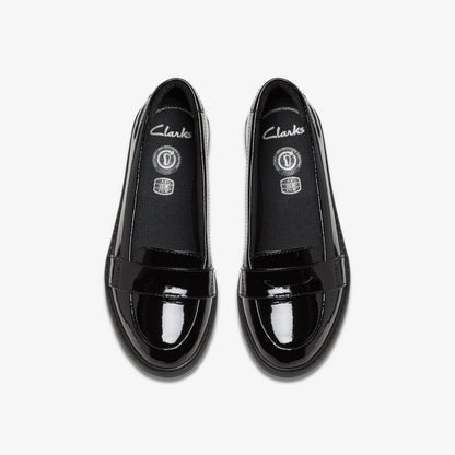 Scala Loafer Kid Black Patent - Clarks Kids