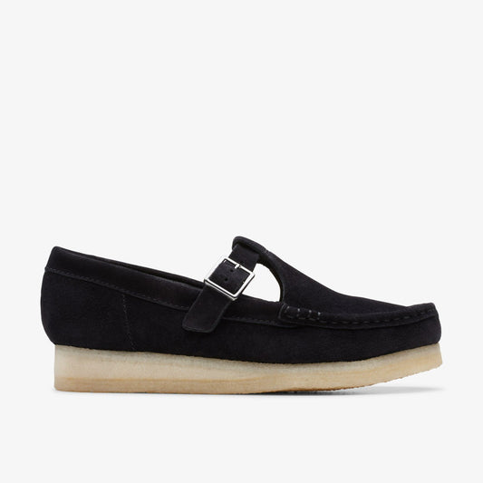 Wallabee T Bar Black Suede - Clarks Women