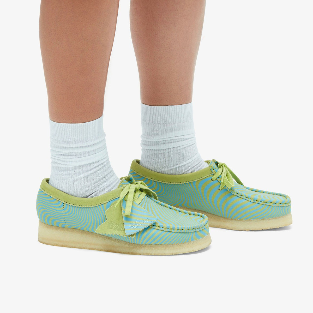 Wallabee Blue/Lime Print - Clarks Women