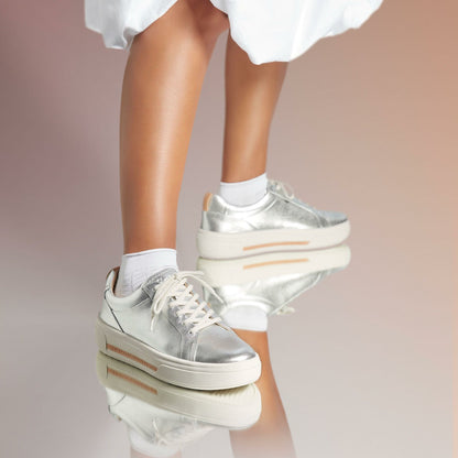 Hollyhock Walk Silver Leather - Clarks Women