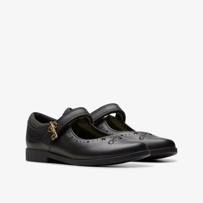Lock Magic Kid Black Leather - Clarks Kids