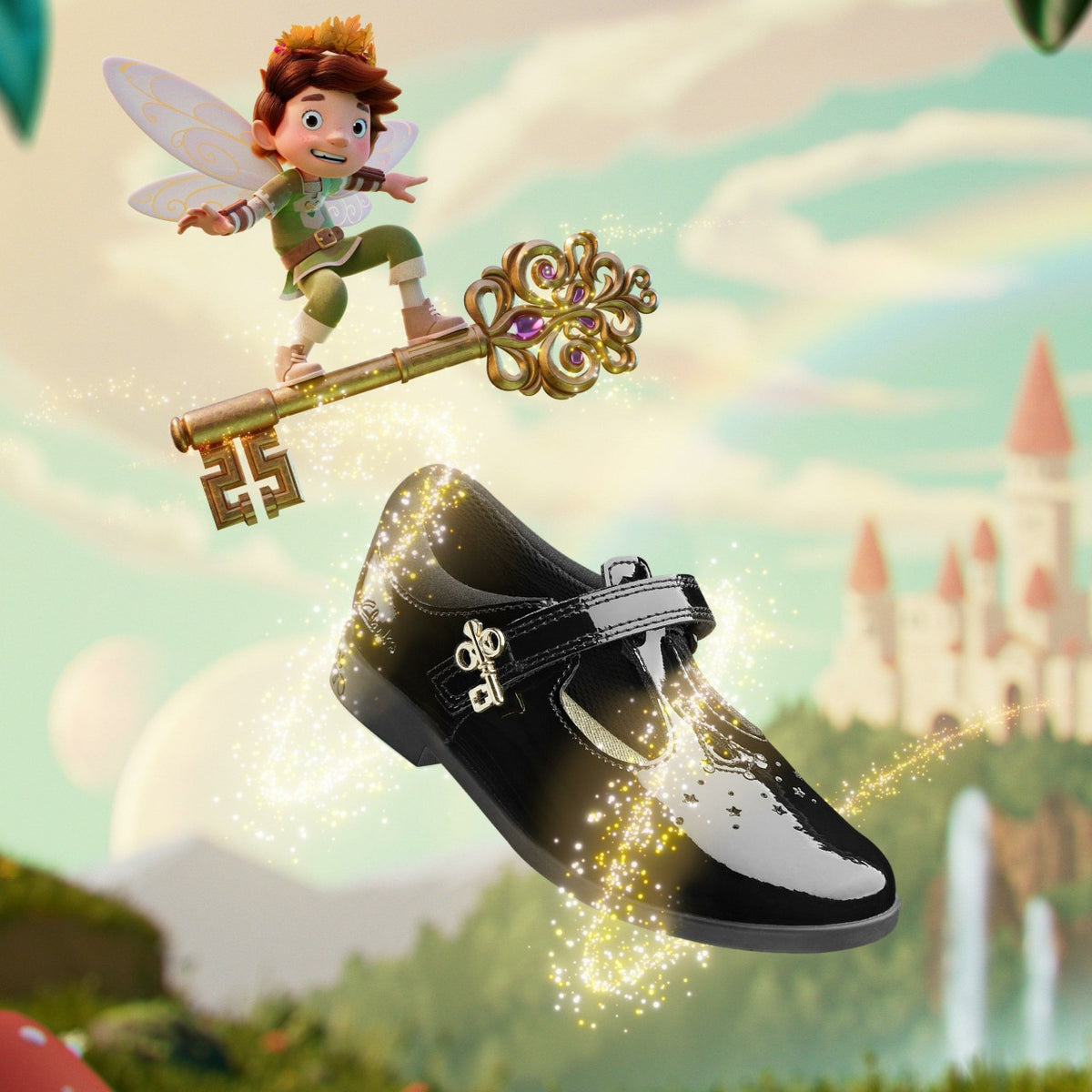 Lock Shine Kid Black Patent - Clarks Kids
