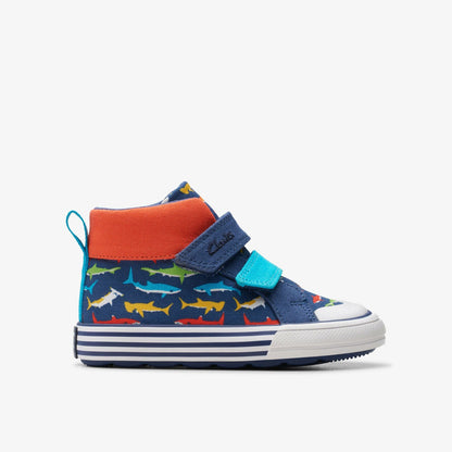 Foxing Save Hi Toddler Navy Print - Clarks Kids