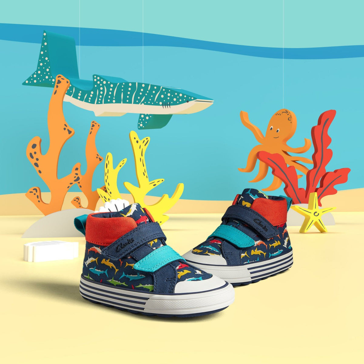 Foxing Save Hi Toddler Navy Print - Clarks Kids