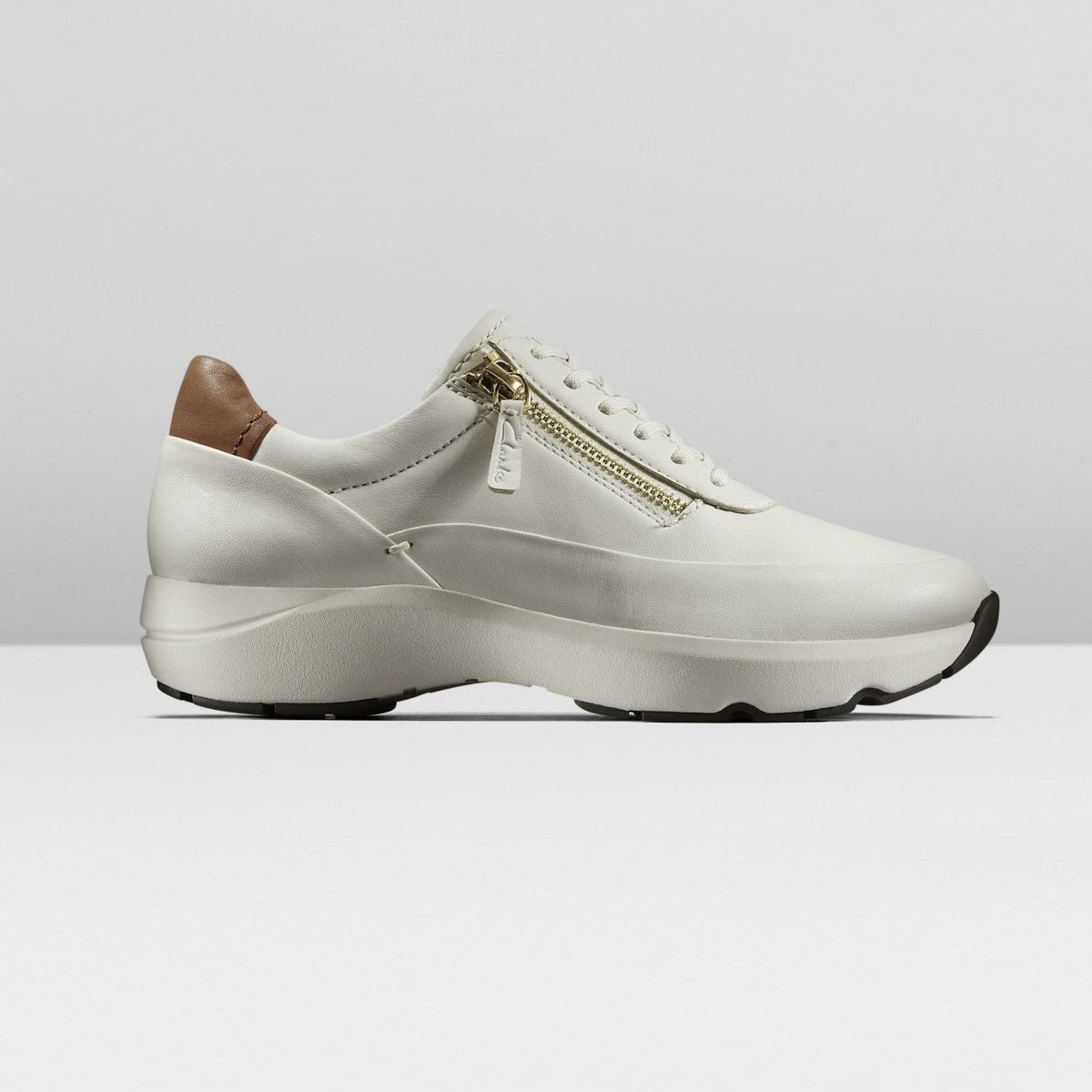 Tivoli Zip Off White Leather - Clarks Women