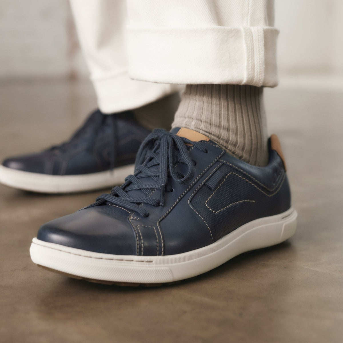 Mapstone Lace Navy Leather - Clarks Men