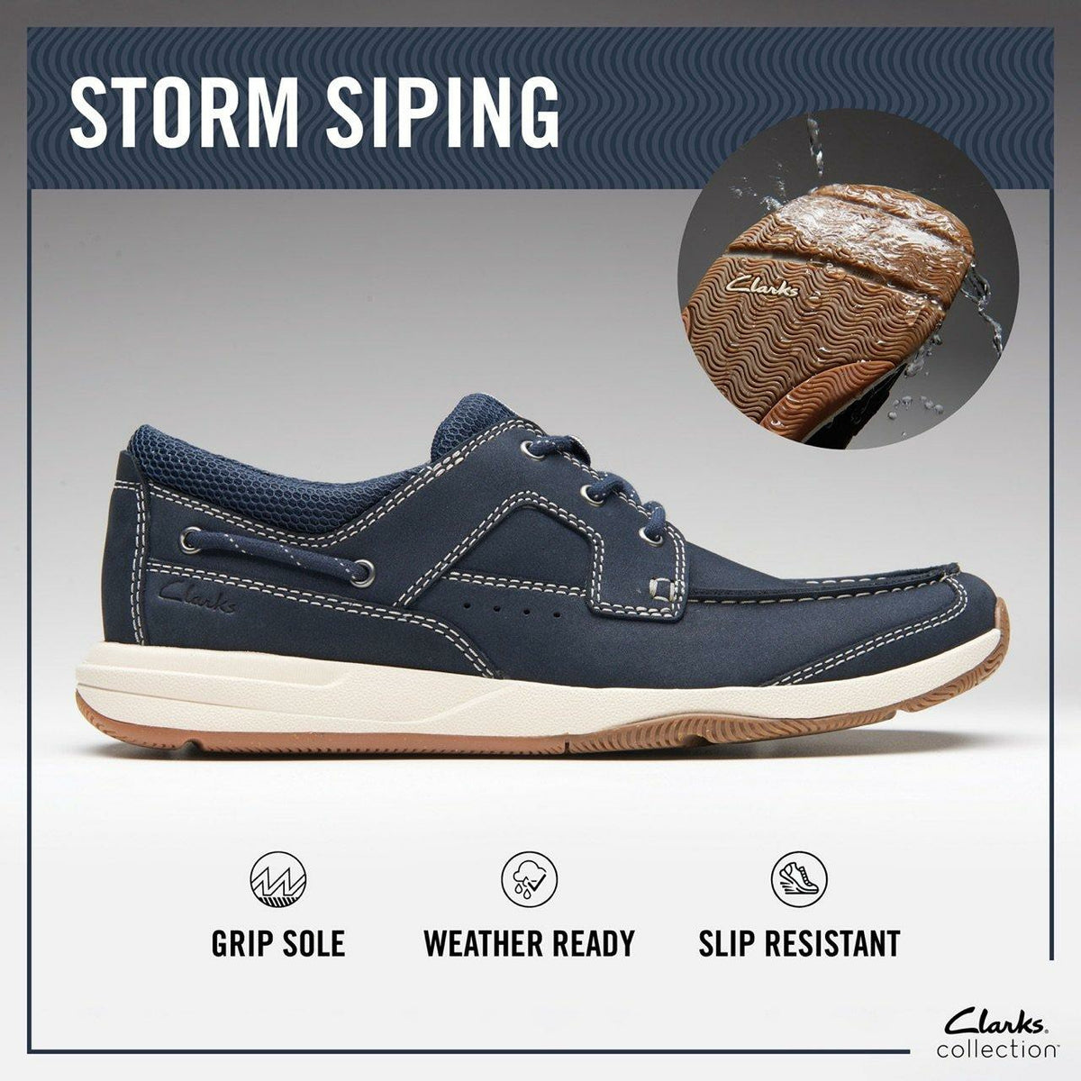 Sailview Lace Navy Nubuck - Clarks Men