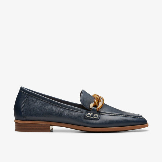 Sarafyna Iris Loafer Navy Leather - Clarks Women
