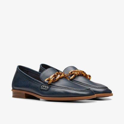 Sarafyna Iris Loafer Navy Leather - Clarks Women