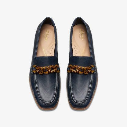 Sarafyna Iris Loafer Navy Leather - Clarks Women