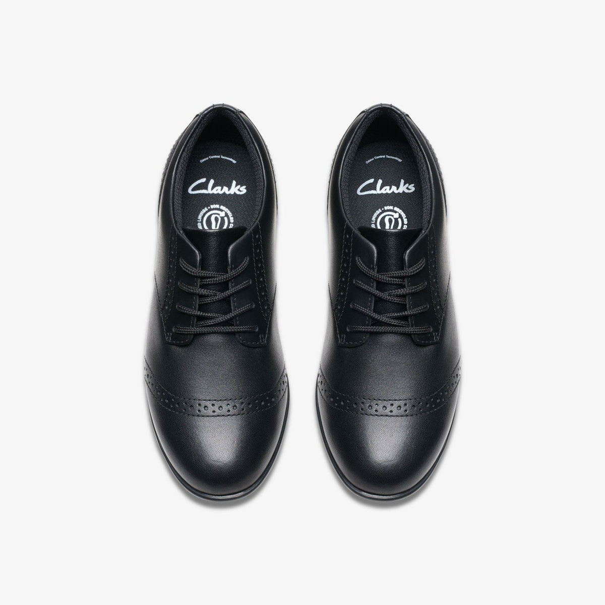 Finja Brogue Older Black Leather - Clarks Kids