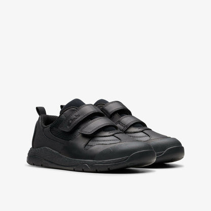 Steggy 2 Pace Kid Black Leather - Clarks Kids