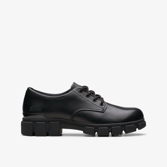Evyn Lace Kid Black Leather - Clarks Kids