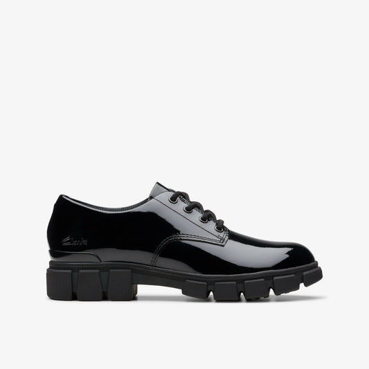 Evyn Lace Kid Black Patent - Clarks Kids