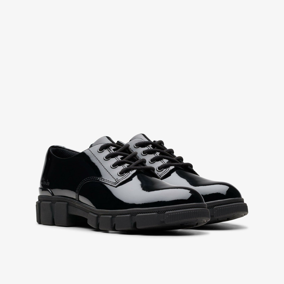 Evyn Lace Kid Black Patent - Clarks Kids