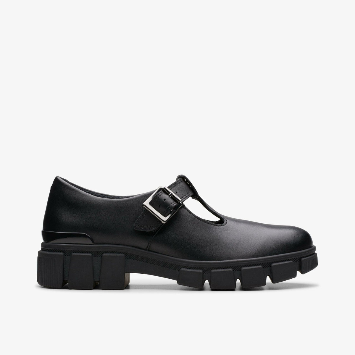 Evyn Bar Youth Black Leather - Clarks Kids