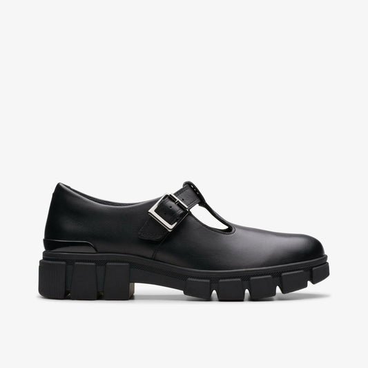 Evyn Bar Youth Black Leather - Clarks Kids