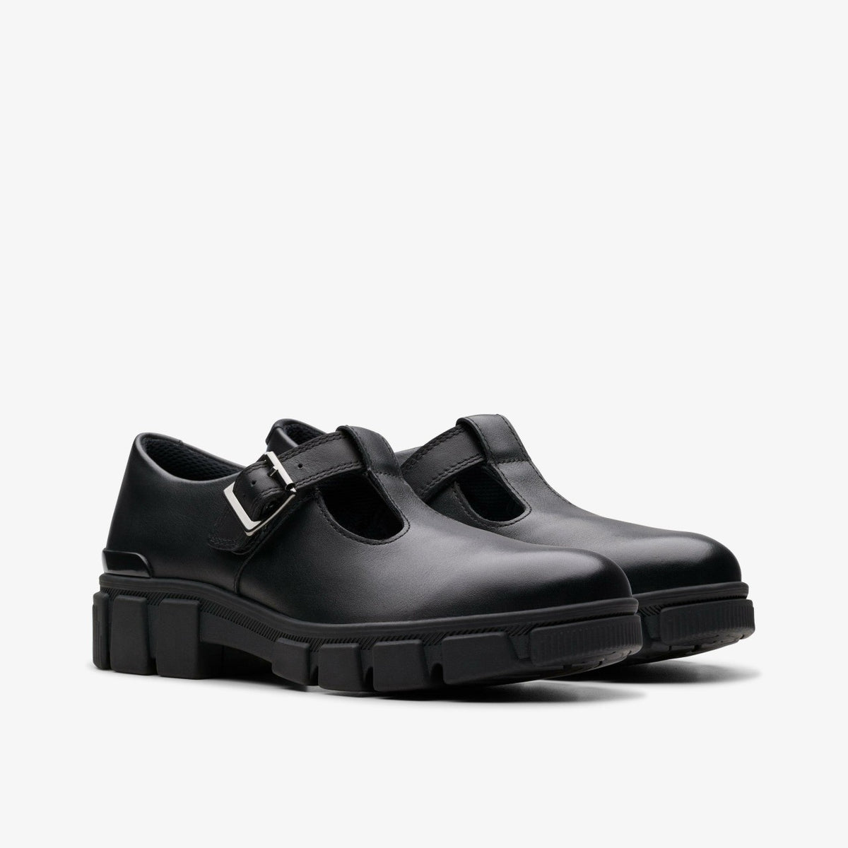 Evyn Bar Youth Black Leather - Clarks Kids