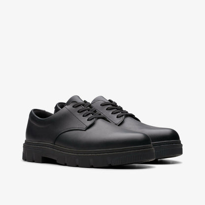 Lorcam Loop Youth Black Leather - Clarks Kids