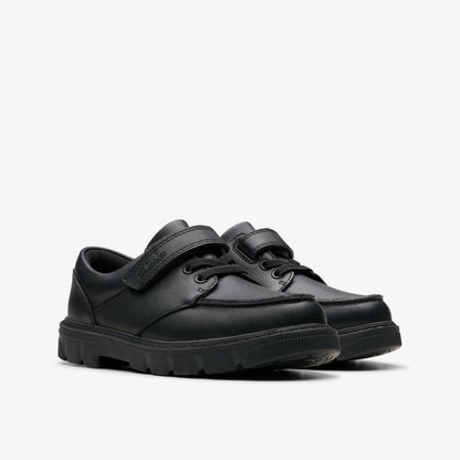 Lorcam Edge Kid Black Leather - Clarks Kids