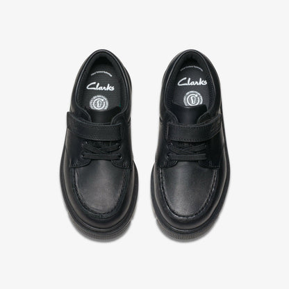 Lorcam Edge Kid Black Leather - Clarks Kids